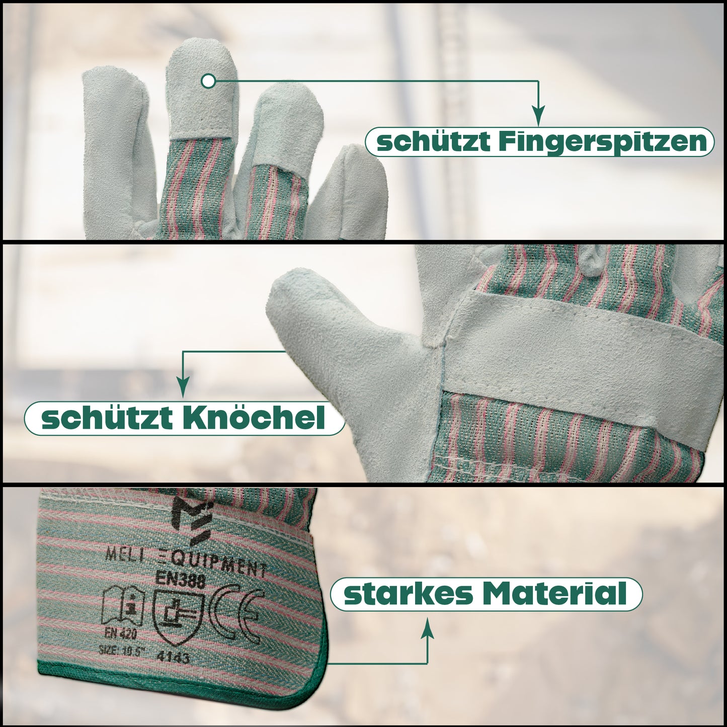 Rindspaltleder Handschuhe 12 Paar