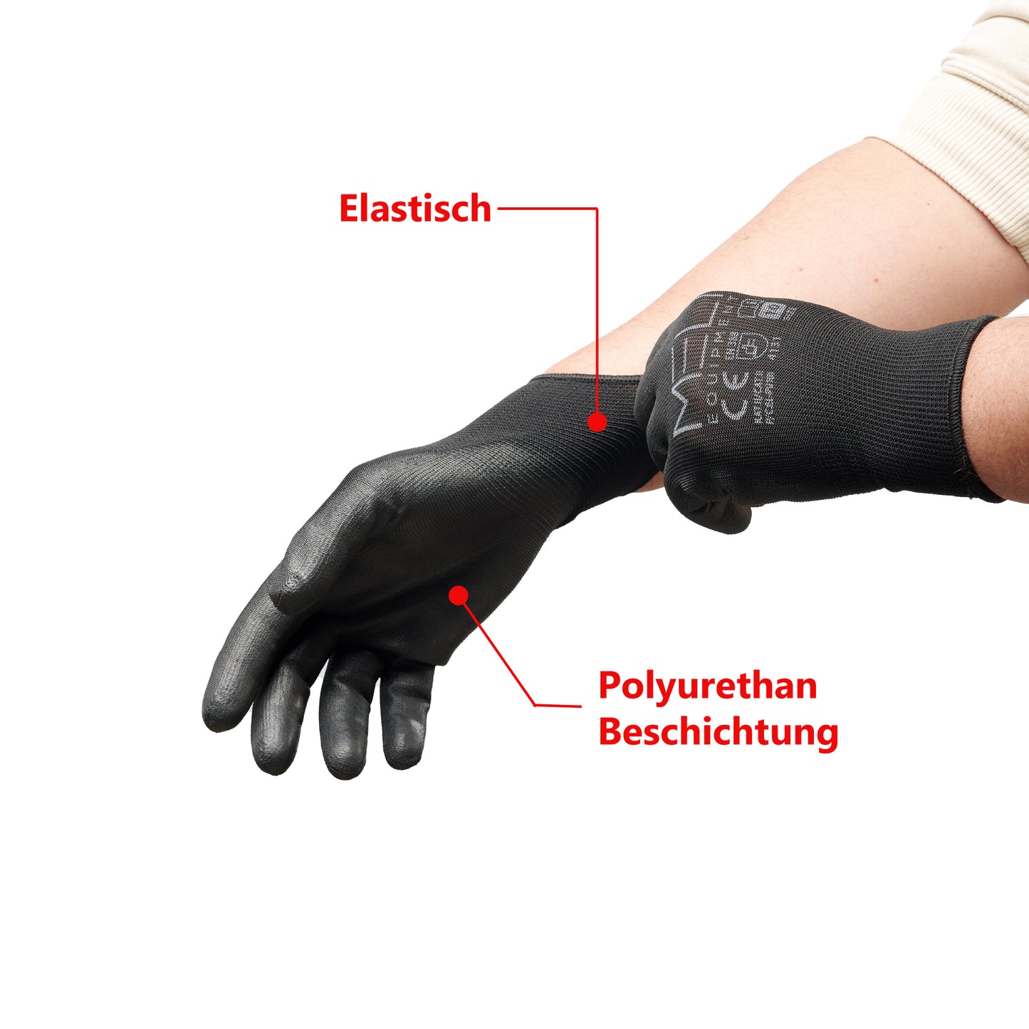 Feinstrickhandschuhe PU Beschichtet 24 Paar